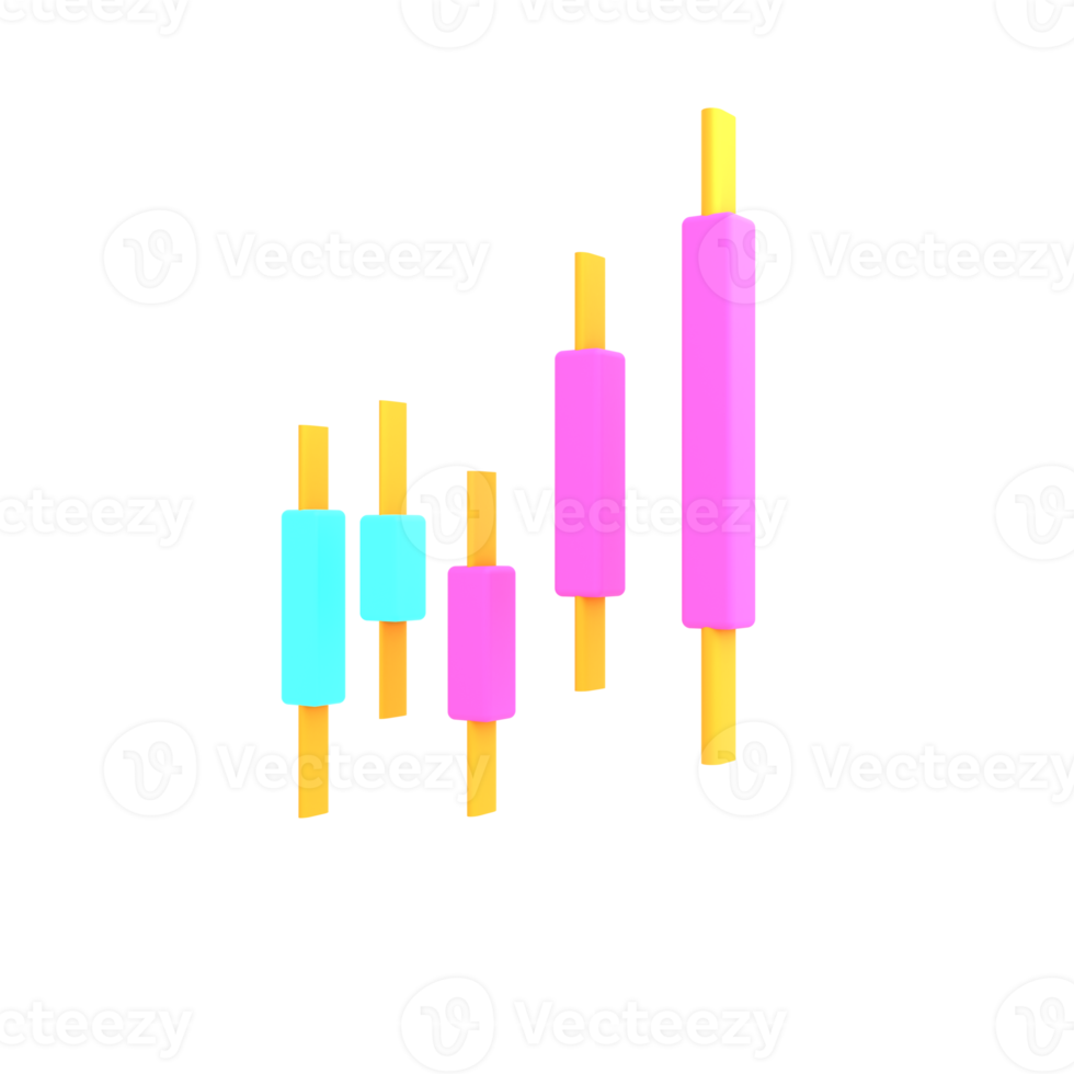 gráfico de comercio de velas 3d ilustración de procesamiento aislado png