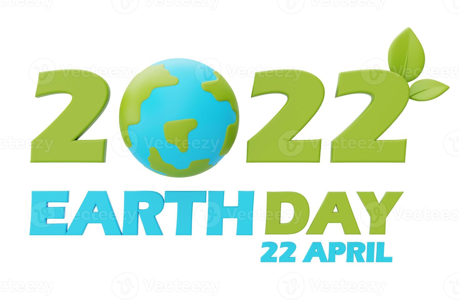 feliz día de la tierra con globo terráqueo, día mundial del medio ambiente, representación 3d. foto