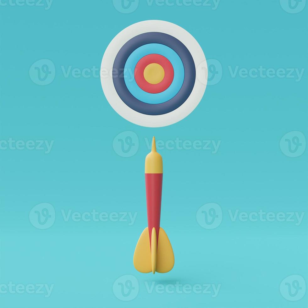 Dartboard with dart arrow,Achieving the goal,success business strategy concept,minimal style,3d rendering. photo