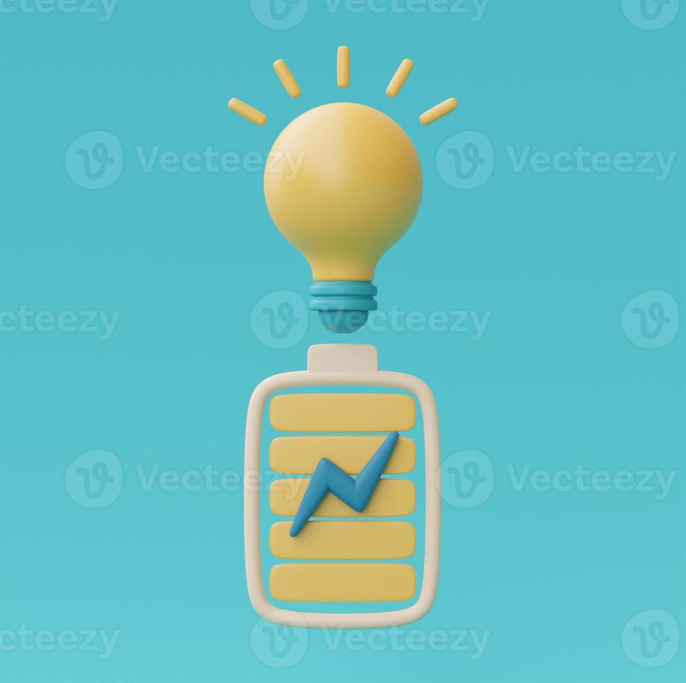 3d render yellow lightbulb on blue background,idea loading concept,creativity for business idea,minimal style,3d rendering. photo