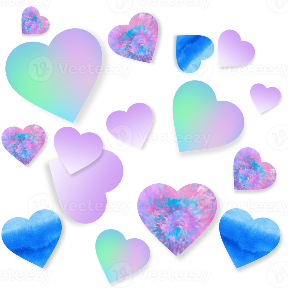 Watercolour hearts wallpaper, pattern. png