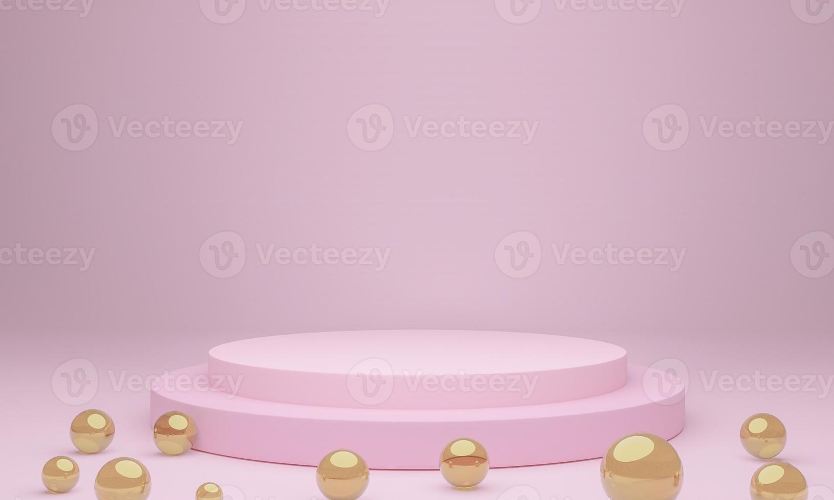Mock-up Display Product Podium, 3D rendering. Abstract scene background. Cylinder podium on pink background. Product presentation, mock up, show cosmetic product, Podium, stage pedestal or platform photo