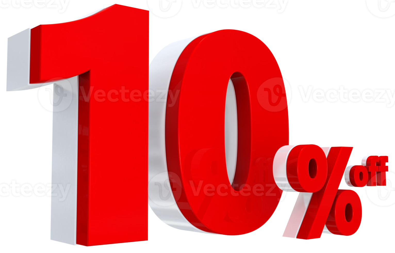 Discount 10 percent red offer in 3d png