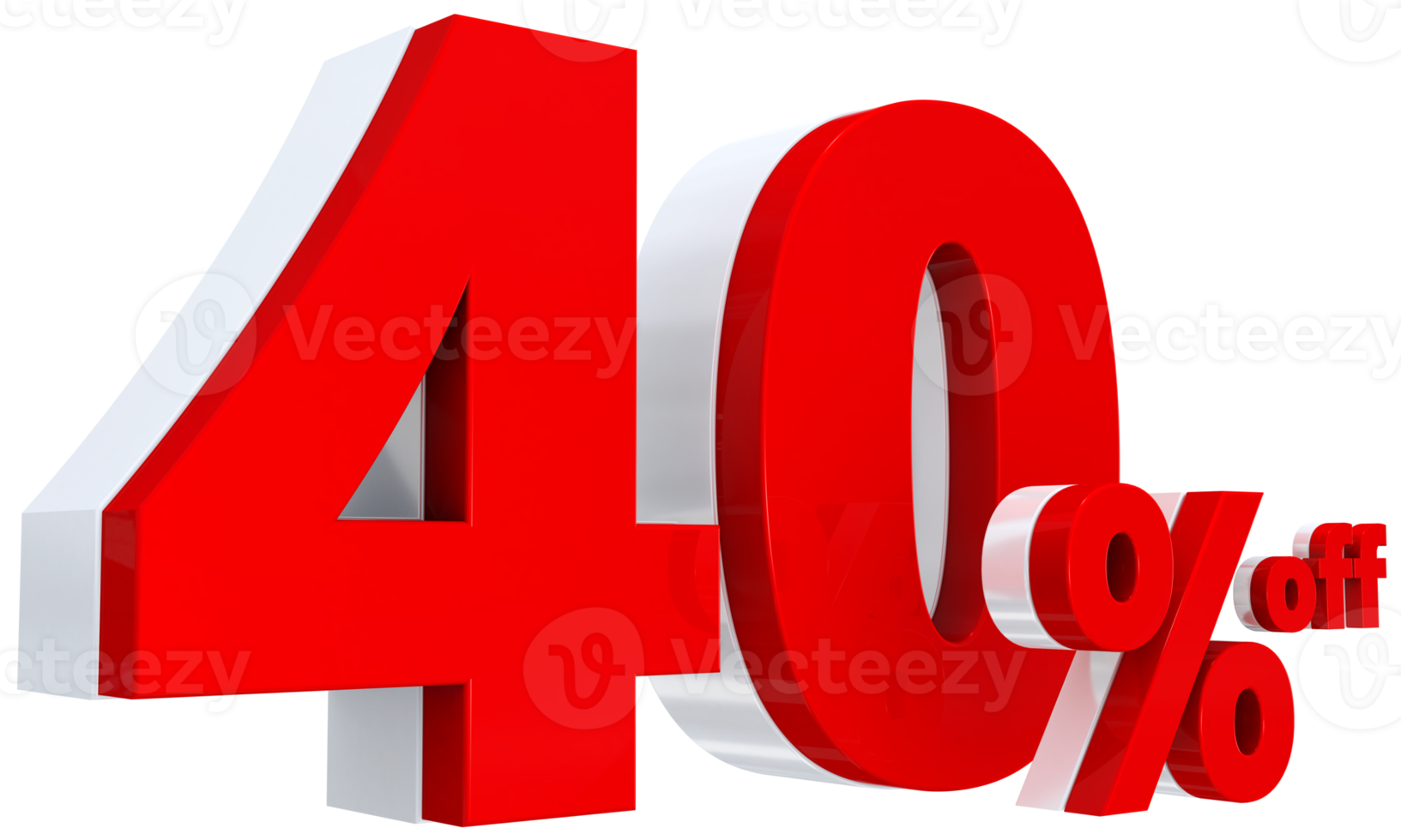 Discount 40 percent red offer in 3d png
