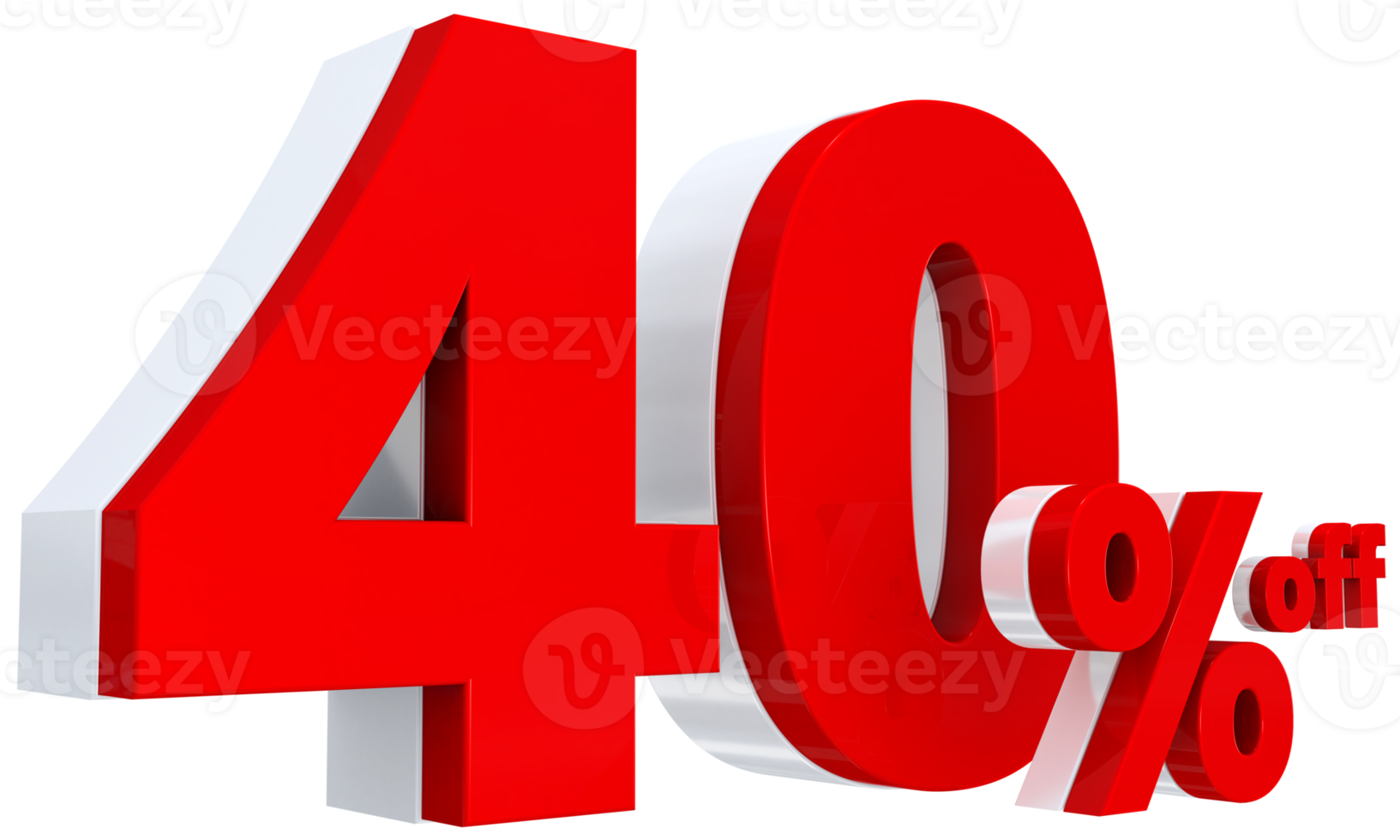 Rabatt 40 Prozent rotes Angebot in 3d png