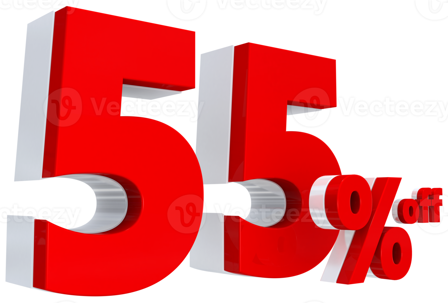 Discount 55 percent red offer in 3d png