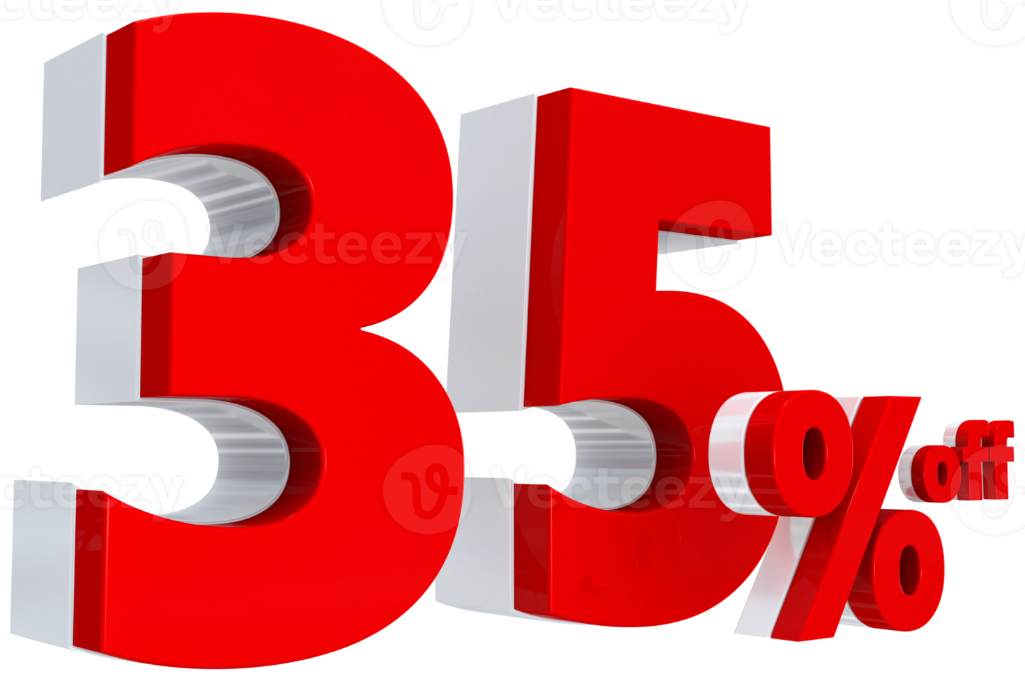 korting 35 procent rode aanbieding in 3d png