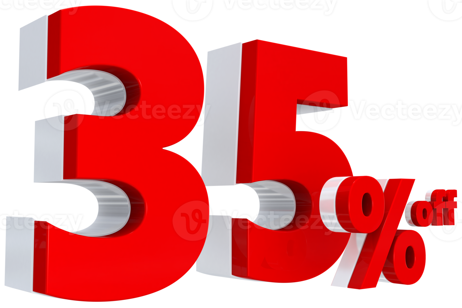 Rabatt 35 Prozent rotes Angebot in 3d png