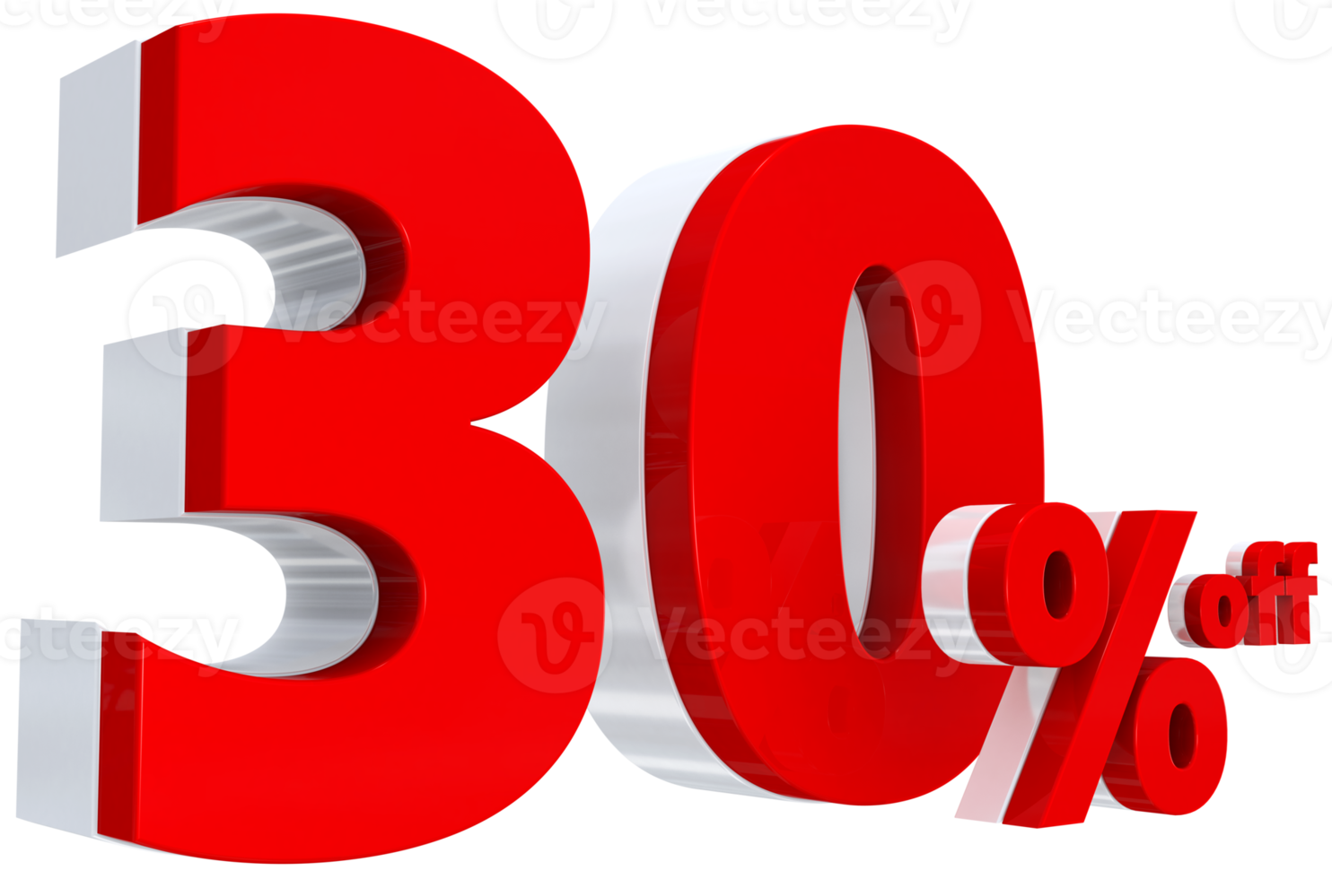 Discount 30 percent red offer in 3d png