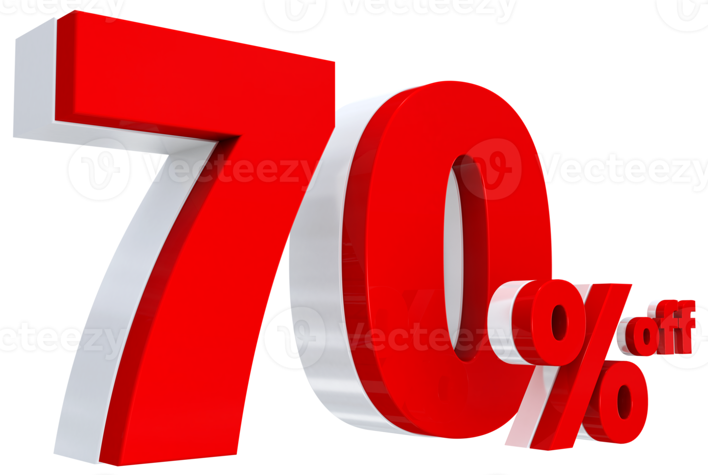 Discount 70  percent red offer in 3d png