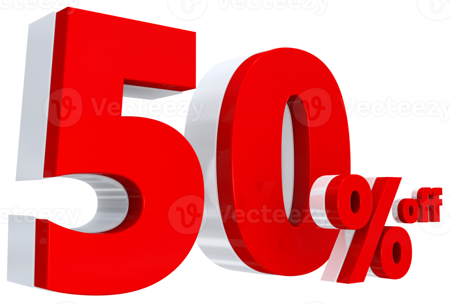 Discount 50 percent red offer in 3d png