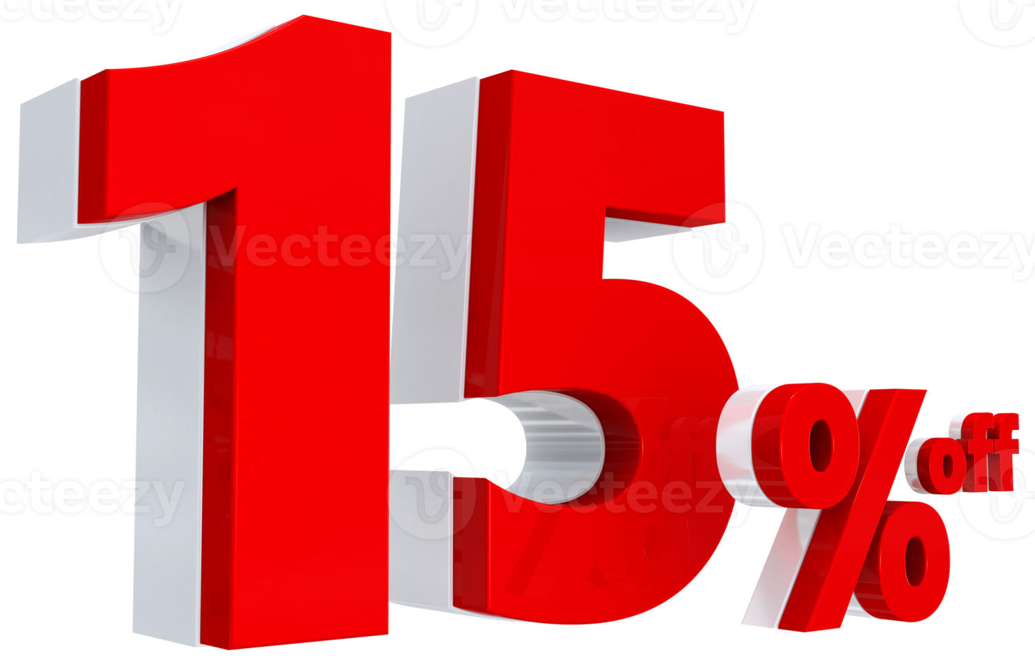 Discount 15 percent red offer in 3d png