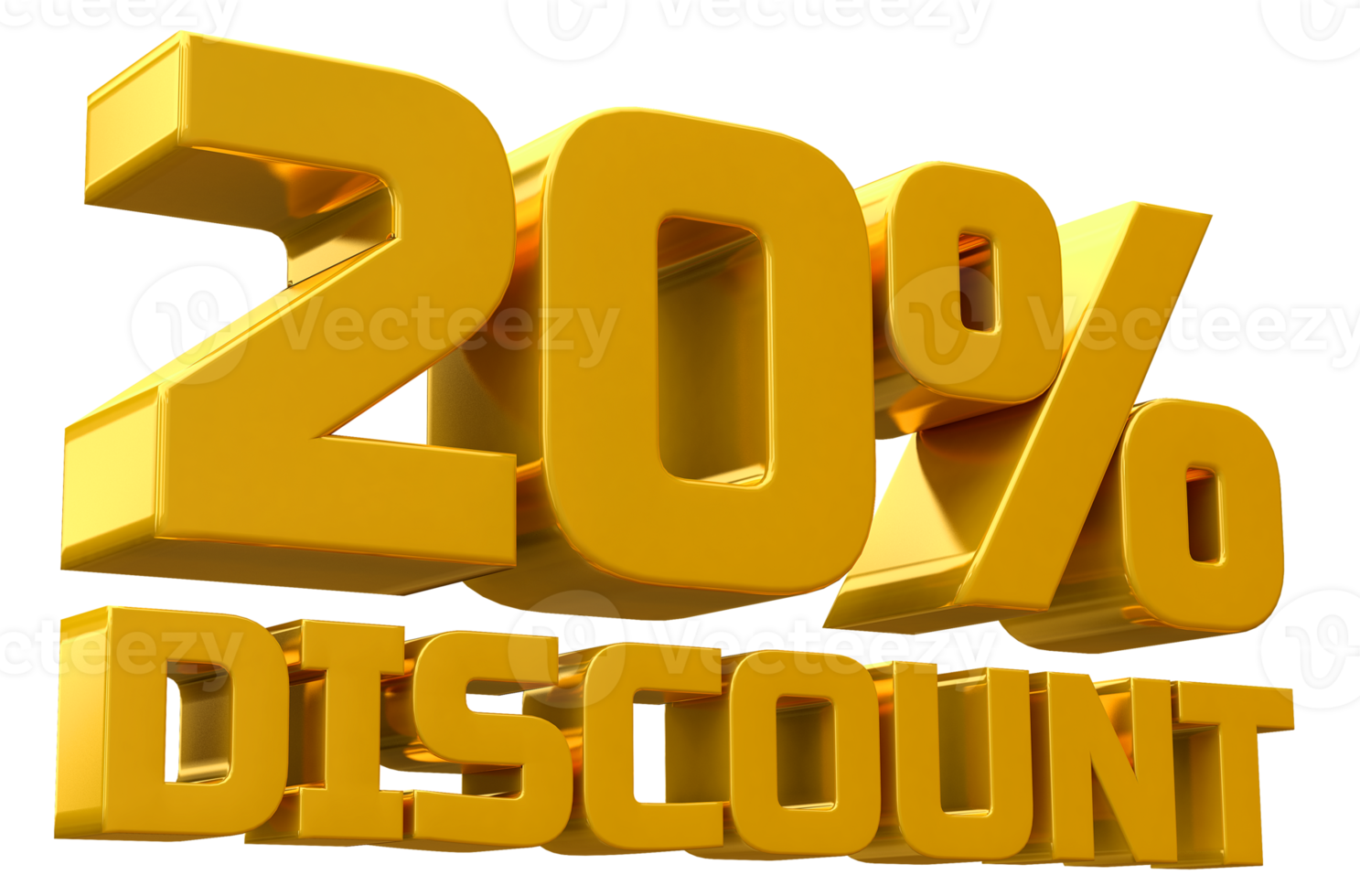 Discount 20 percent luxury gold offer in 3d png