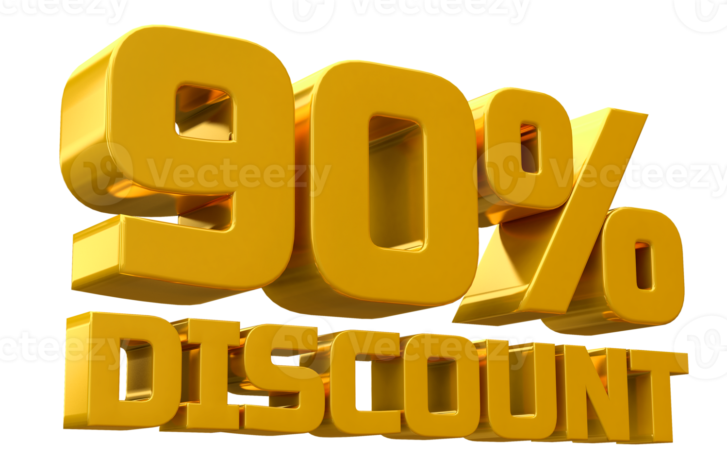 Discount 90 percent luxury gold offer in 3d png