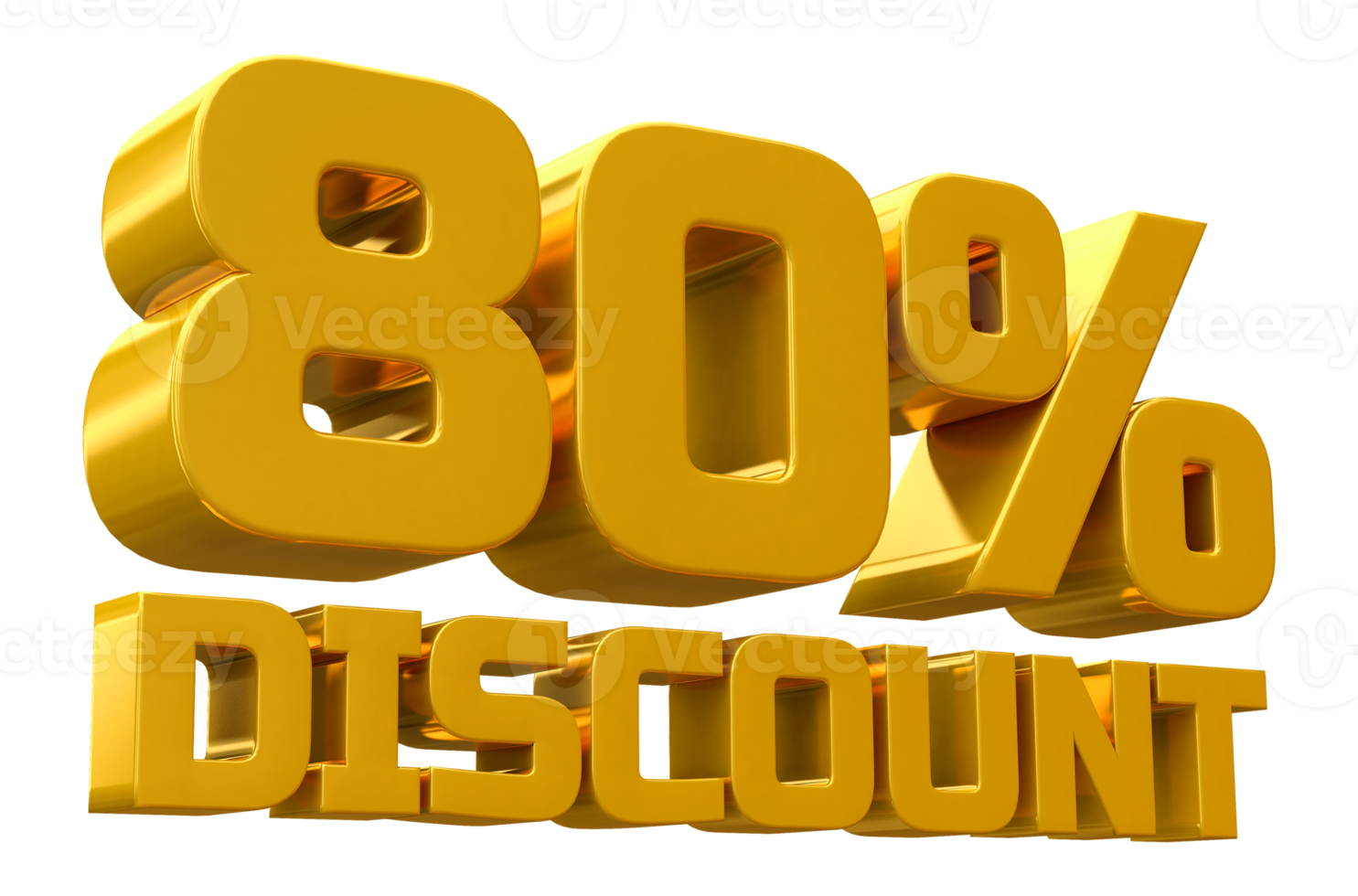Discount 80 percent luxury gold offer in 3d png