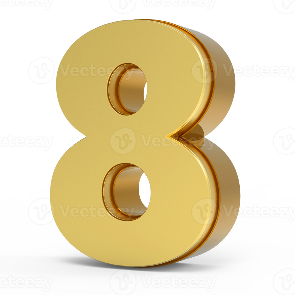 Number 8 gold png