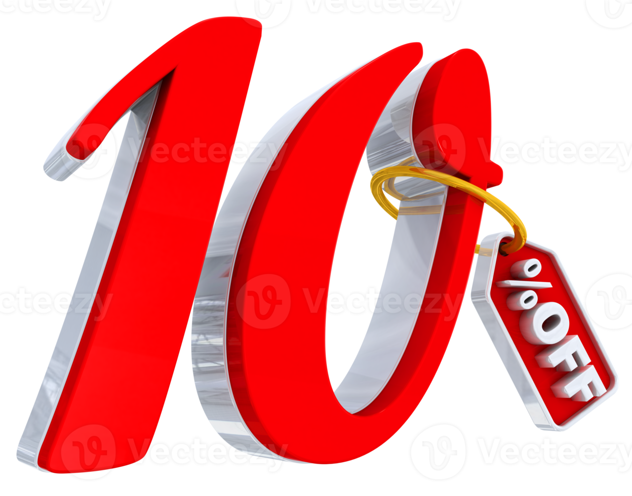 10 percent red offer in 3d png