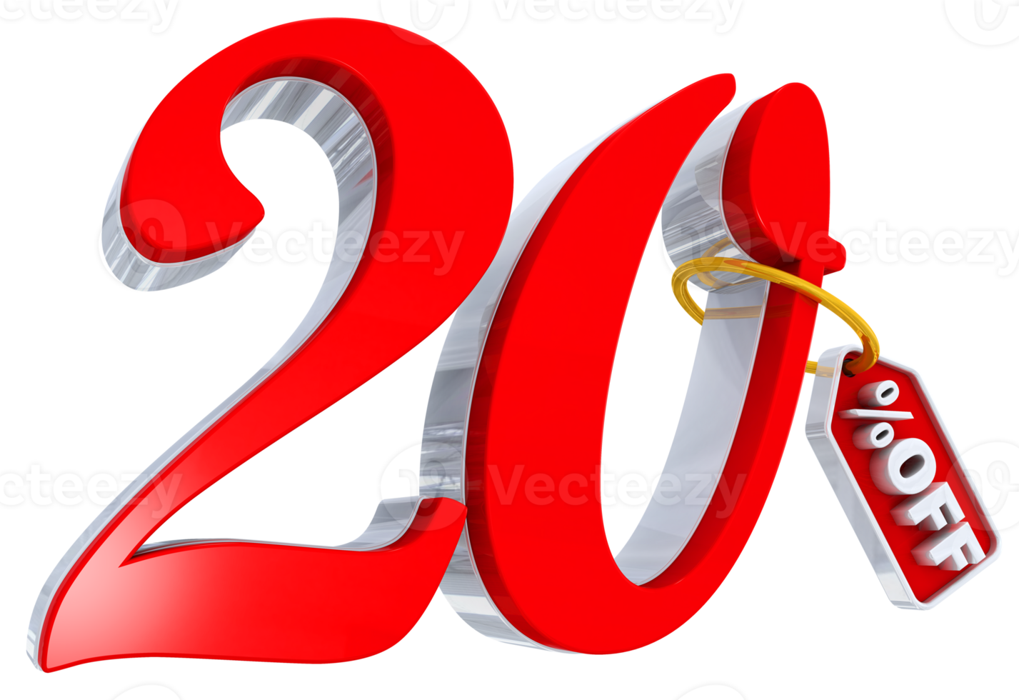 20 percent red offer in 3d png