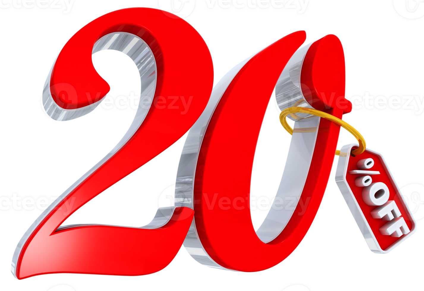 oferta vermelha de 20 por cento em 3d png