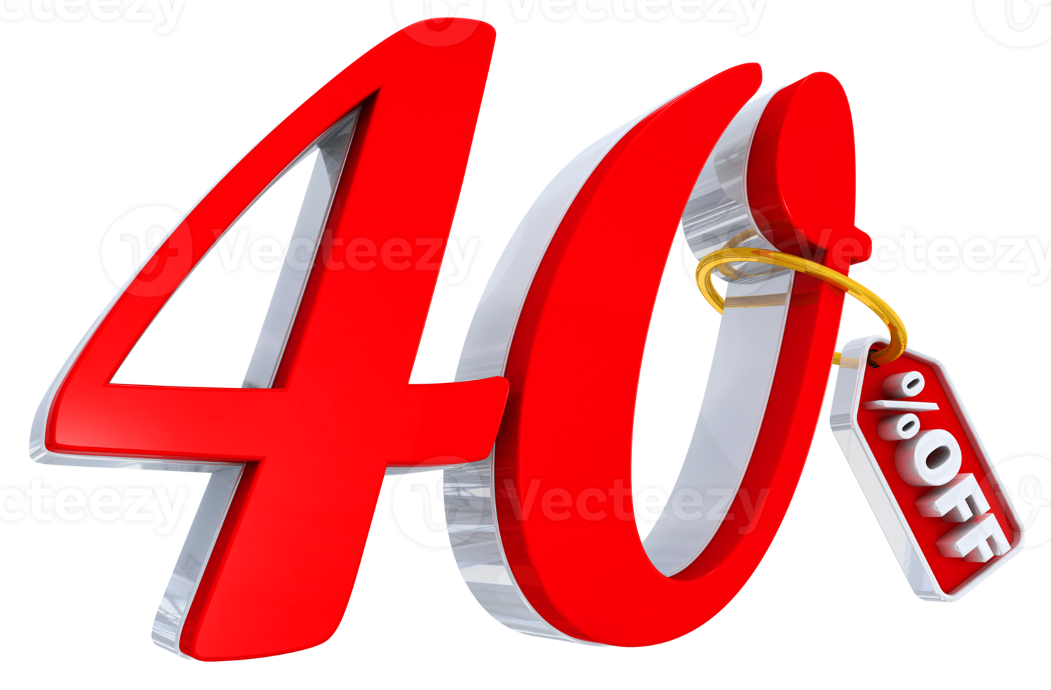 40 Prozent rotes Angebot in 3d png