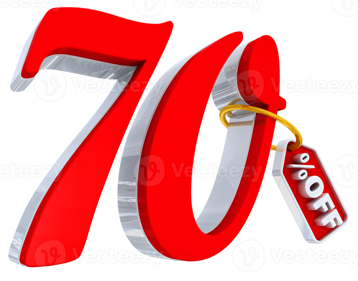 70 procent rode aanbieding in 3d png