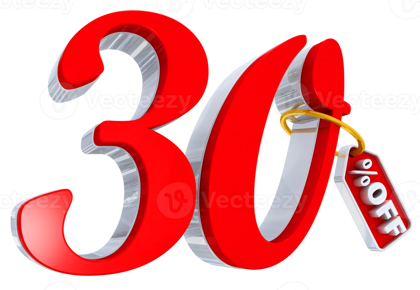 30 percent red offer in 3d png