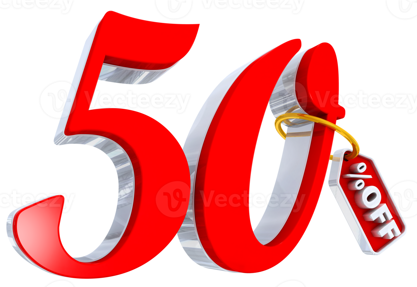 50 pour cent d'offre rouge en 3d png