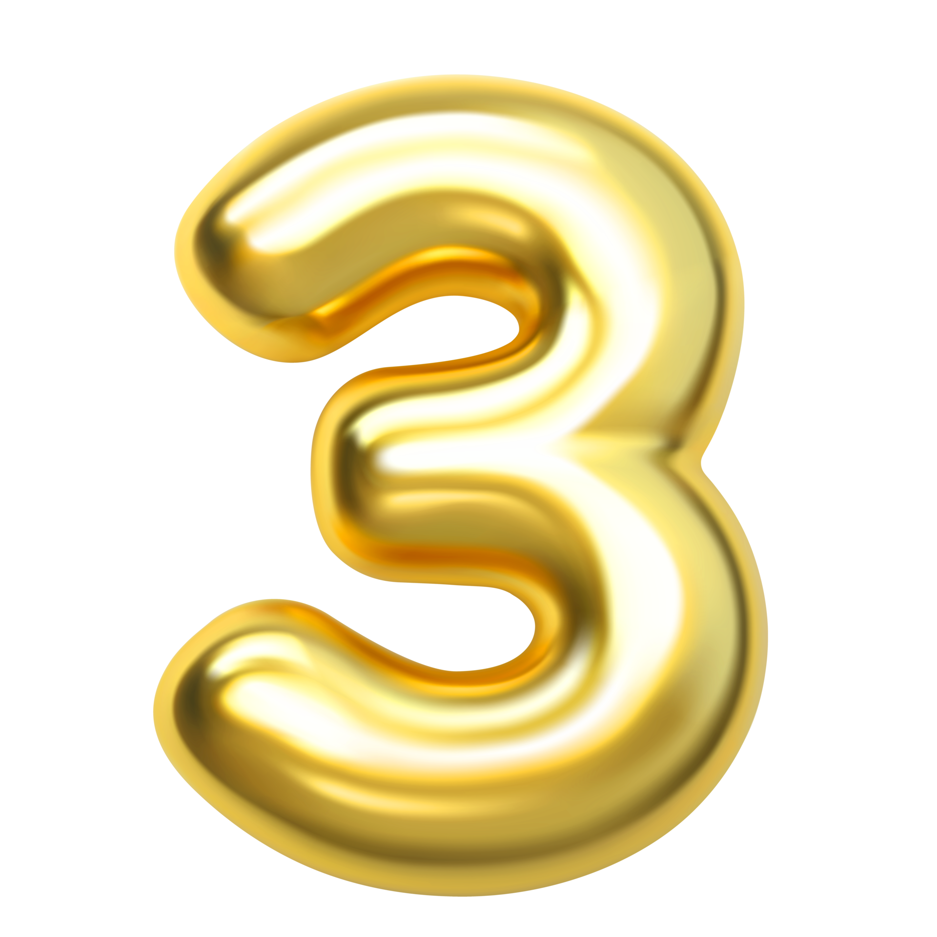 número 3 oro 3d 8880309 PNG