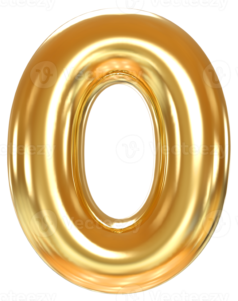 Number0 gold 3d png