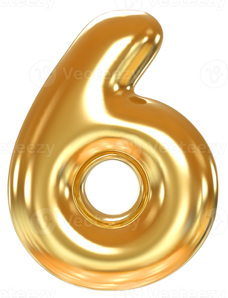 Number6 gold 3d png