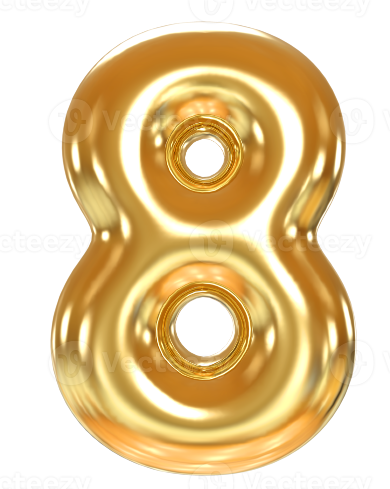 Number8 gold 3d png