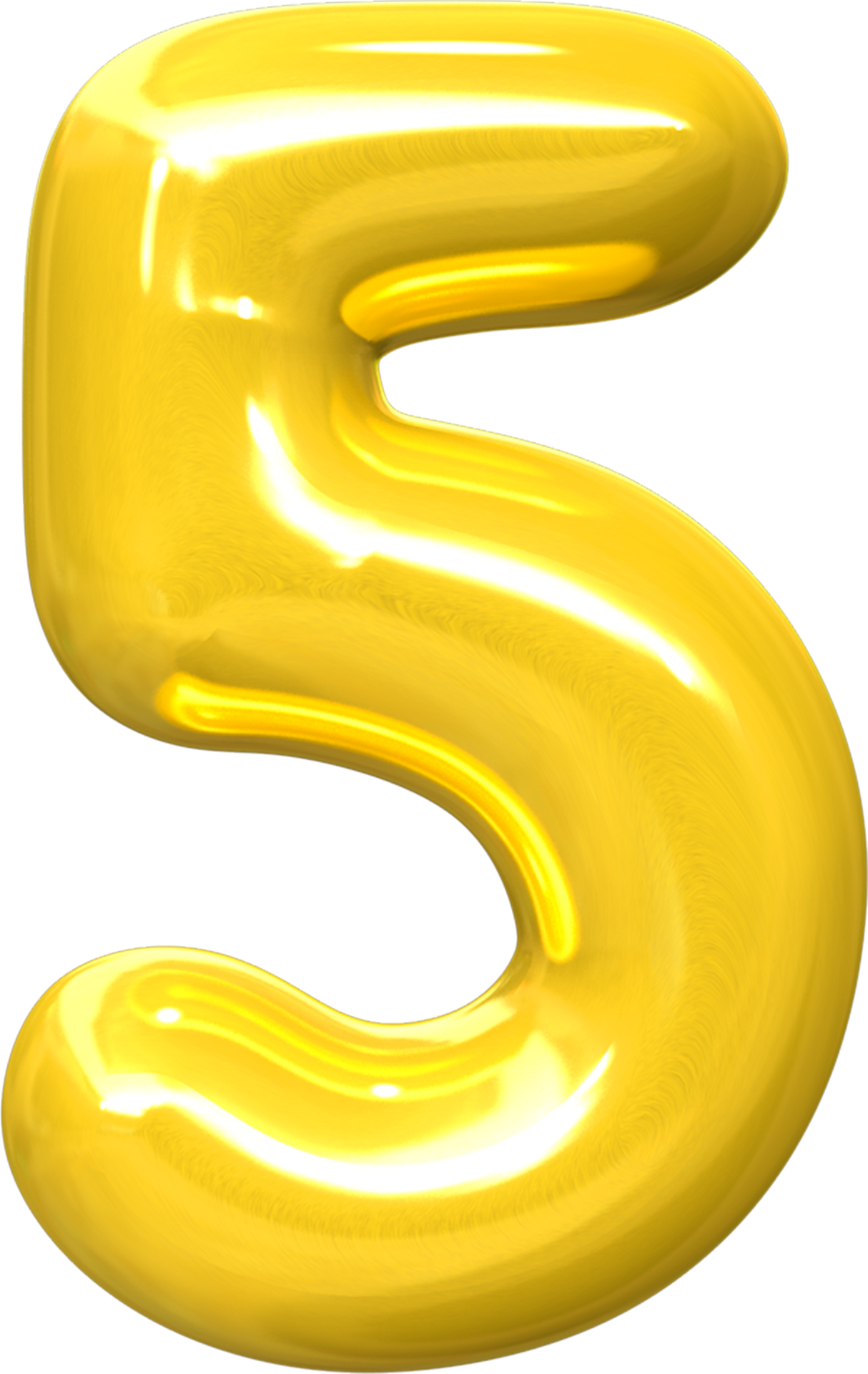 Golden 3d best render shape of Number 5 8880377 PNG