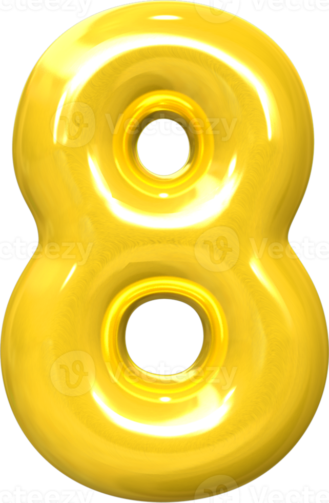 Golden 3d best render shape of Number 8 png