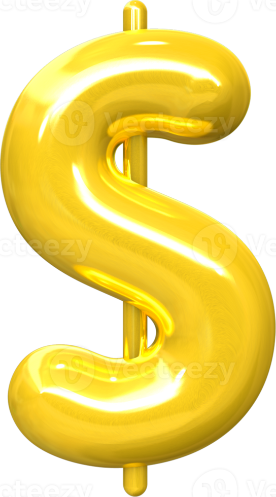 Golden 3d meilleur rendu forme de nombre dollar png