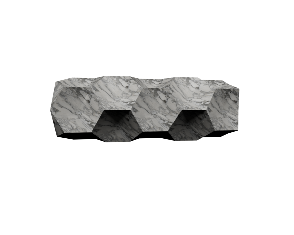 objeto de forma de hexágono de mármol 3d render elemento de diseño abstracto concepto minimalista png