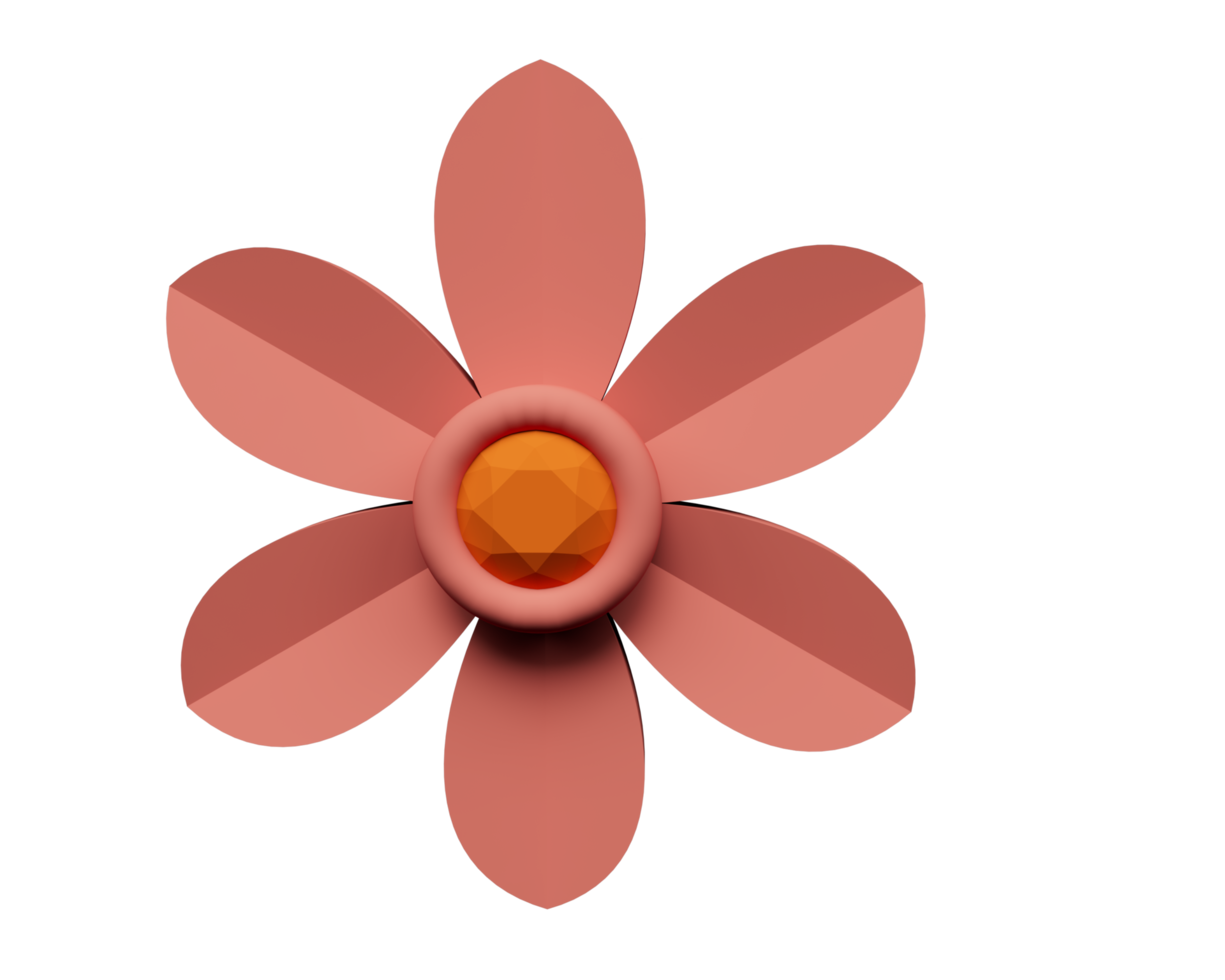 élément de design rendu 3d du concept minimaliste de pendentif fleur png