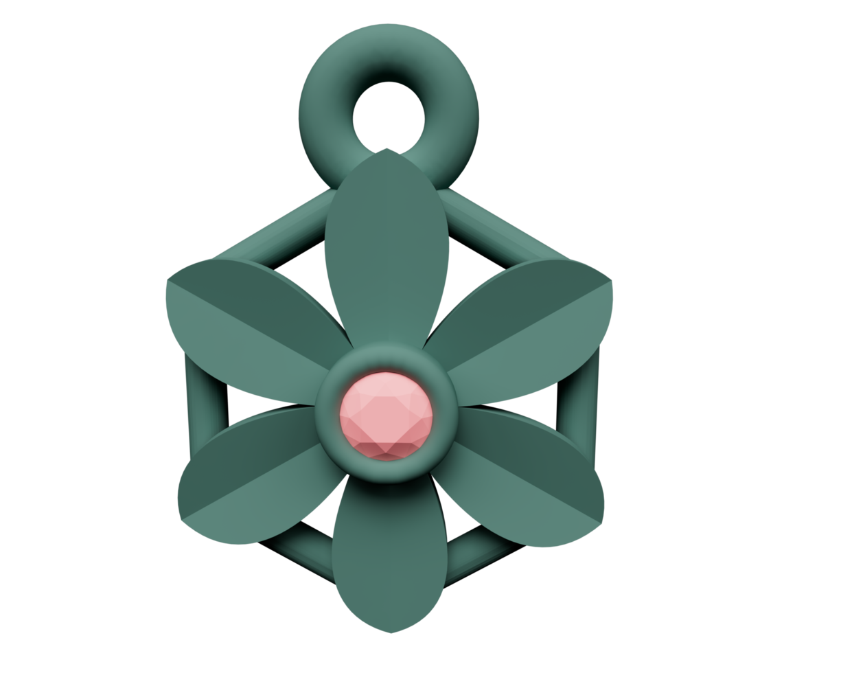 elemento de design renderização 3d do conceito minimalista de pingente de flor png