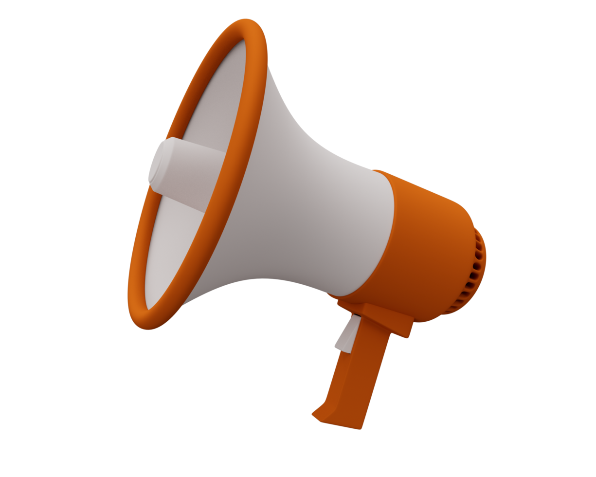 Megaphone Speaker 3d render Abstract design element Minimalist concept png