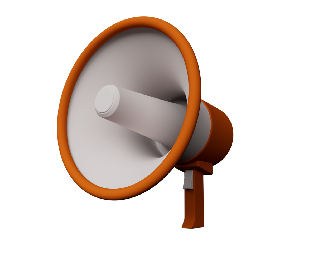 Megaphone Speaker 3d render Abstract design element Minimalist concept png