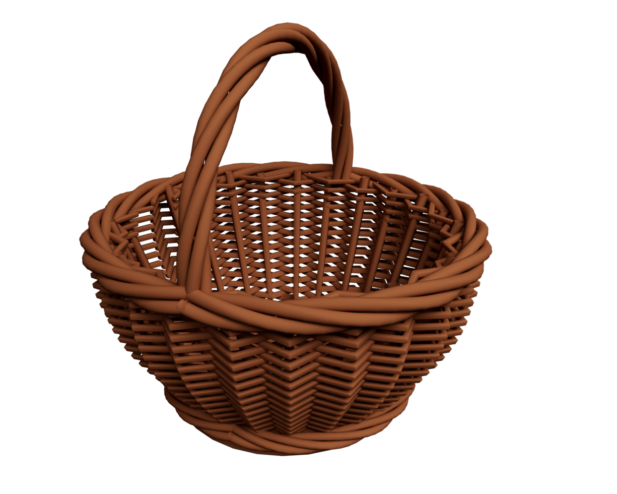 cesta de madera hecha a mano 3d render elemento de diseño abstracto concepto minimalista png