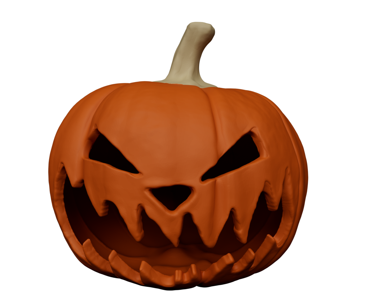 Rendu 3d de citrouille d'halloween avec podium de visage maléfique et fond abstrait minimal png