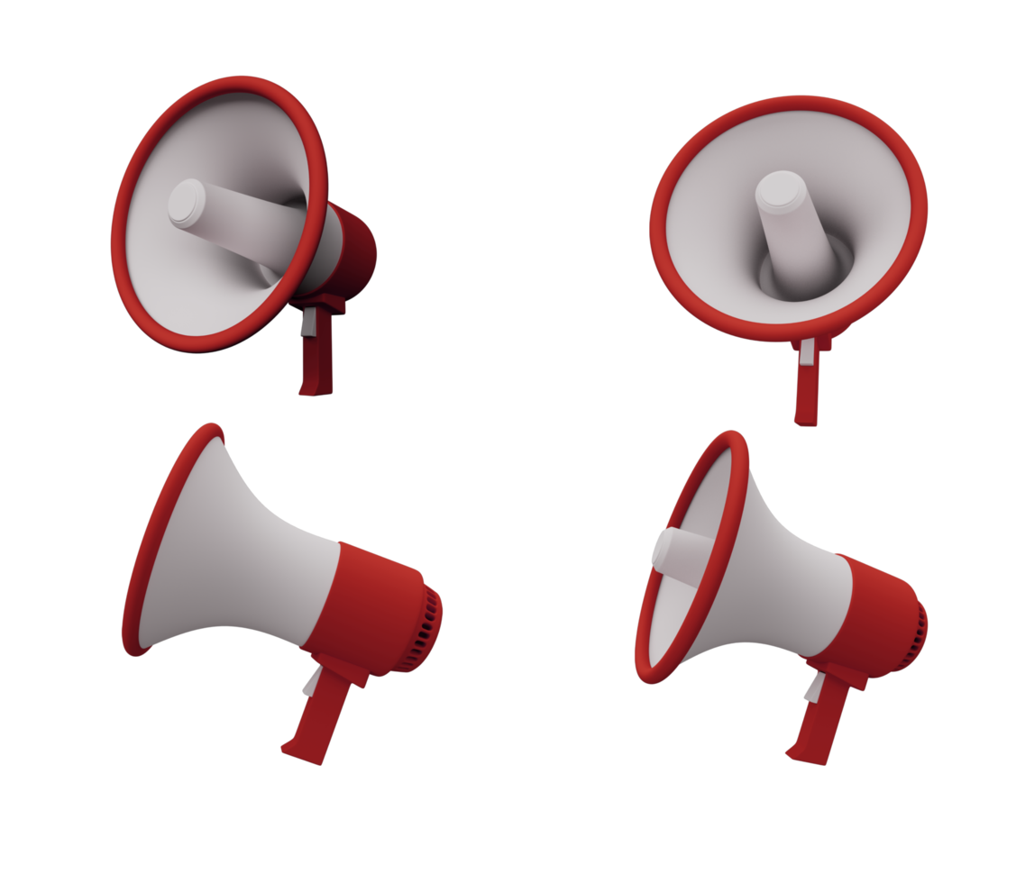 Megaphone Speaker 3d render Abstract design element Minimalist concept png