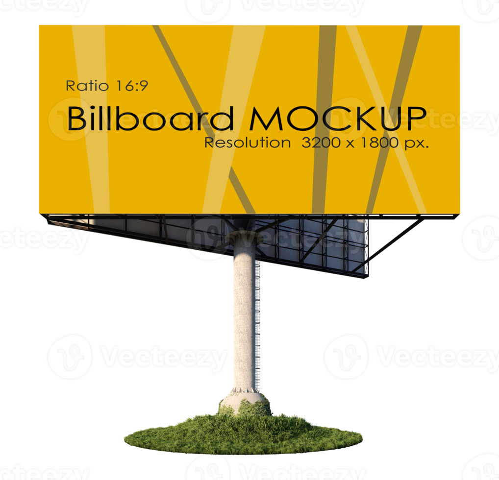 Mockup image of 3d rendering stand alone billboard png