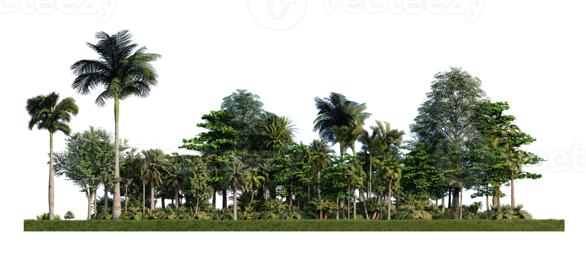 Image de rendu 3ds d'arbres de rendu 3d sur le terrain d'herbes png