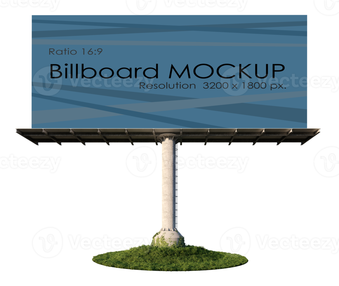 Mockup image of 3d rendering stand alone billboard png