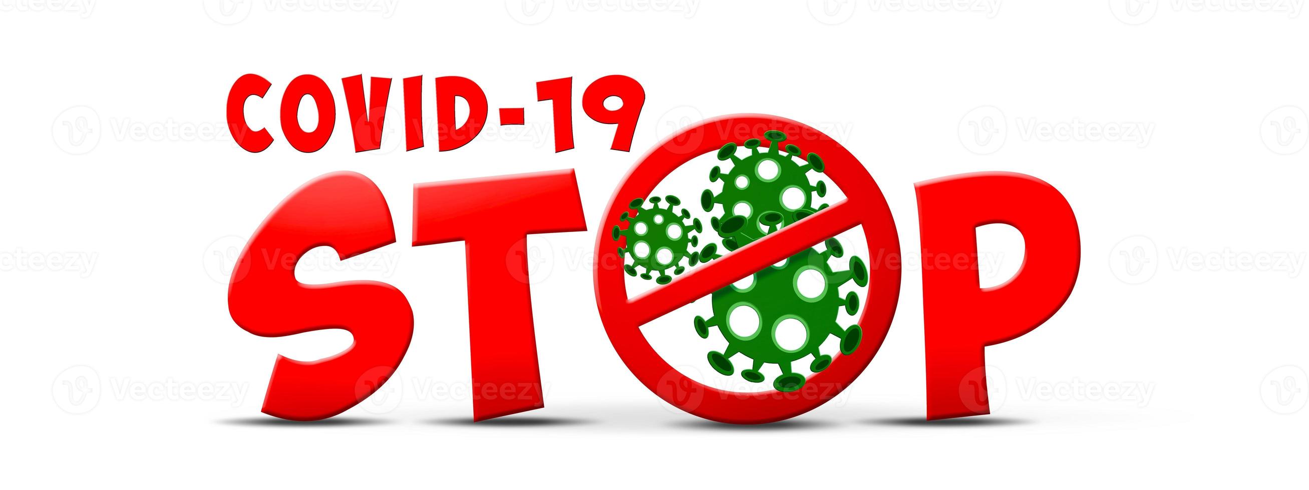 Stop corona virus background, pandemic risk concept. 3D illustration photo