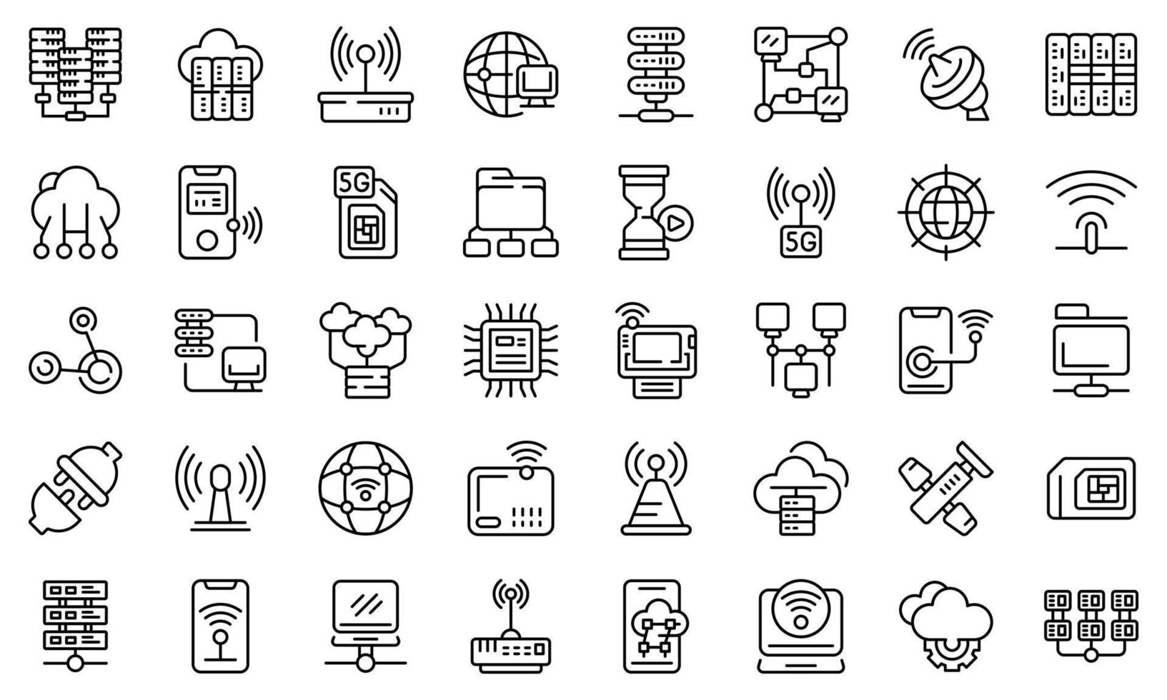 conjunto de iconos de proveedor de Internet, estilo de esquema vector