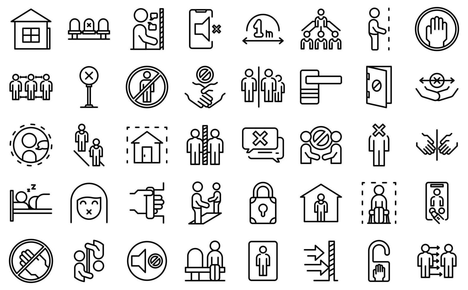 Avoid contact icons set outline vector. Handle touch vector