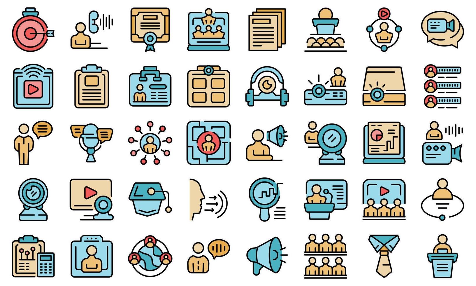 Conference icons set vector flat