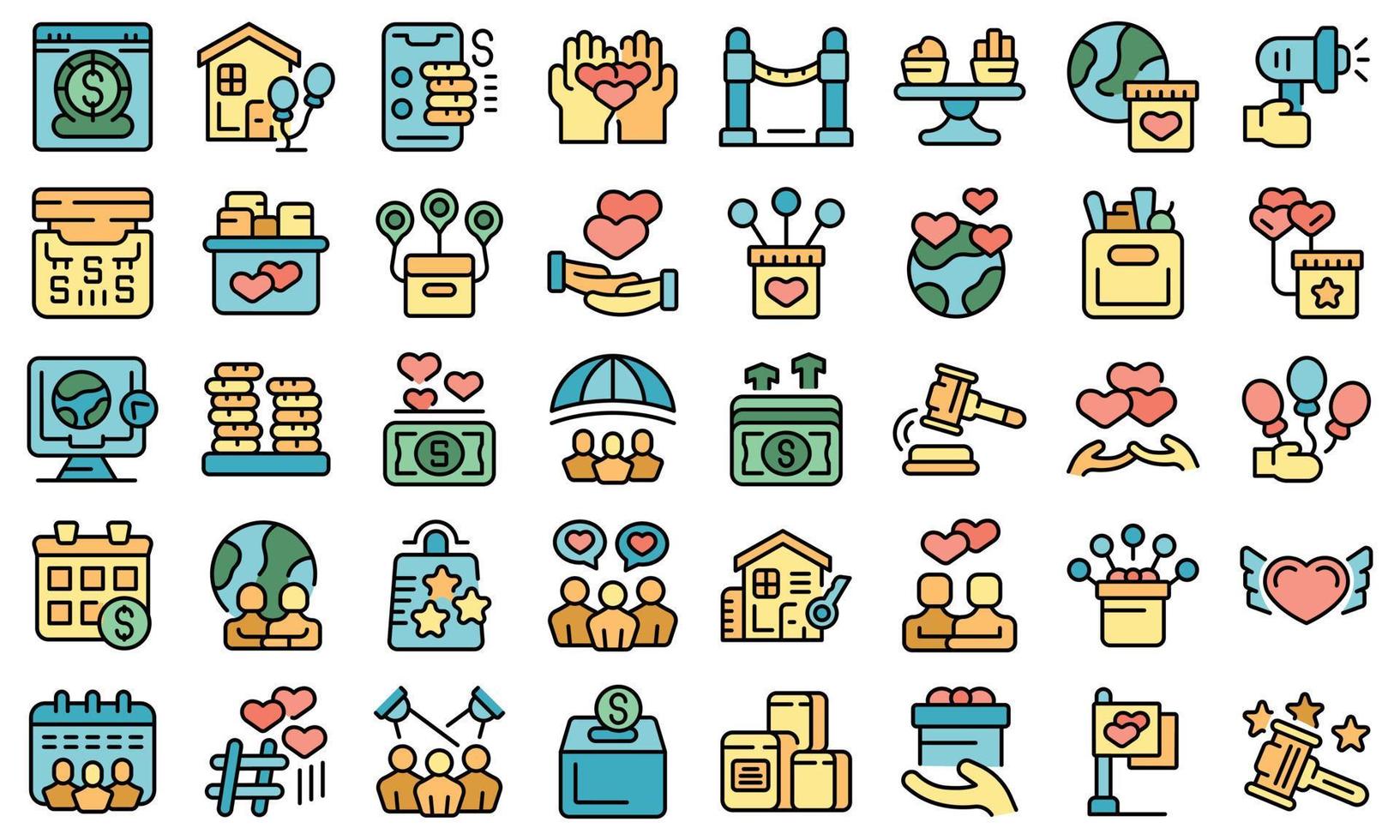 Charity event icons set vector flat